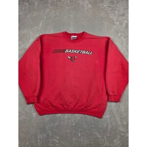 Vintage Hanes Sweatshirt Mens XL Red Nebraska Omaha Mavs Basketball Distressed